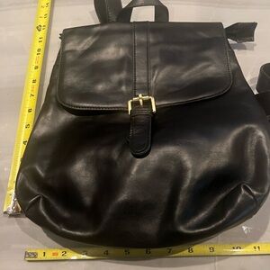 Andar Brooklyn Black Leather Backpack with Buckle